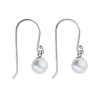 Silver earrings with pearls with Synthetic Pearls. Diameter:6mm.