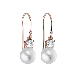 Silver earrings with pearls Silver 925 Synthetic Pearls zirconia Gold-plated
