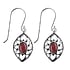 Silver earrings with stones Silver 925 Red Onyx Flower