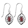 Silver earrings with stones Silver 925 Red Onyx Flower