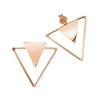 Silver ear studs with Gold-plated. Width:24mm.  Triangle