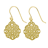 Fashion dangle earrings out of Surgical Steel 316L with PVD-coating (gold color). Length:21mm. Width:17mm.  Flower