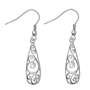 Fashion dangle earrings Surgical Steel 316L Drop drop-shape waterdrop Leaf Plant_pattern Wave