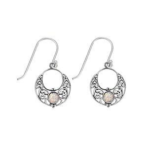 Silver earrings with stones Synthetic opal Silver 925 Heart Love Tribal_pattern