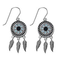 Silver earrings with Epoxy. Width:15mm. Length:29mm.  Feather