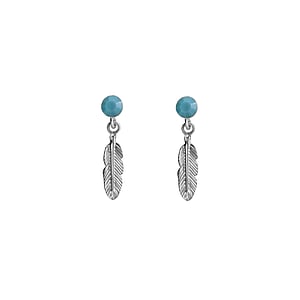 Silver ear studs Silver 925 Turquoise Feather