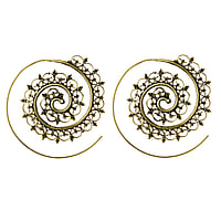 Fashion dangle earrings out of Brass. Diameter:60mm.  Tribal pattern Spiral Leaf Plant pattern