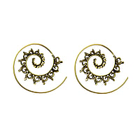 Fashion dangle earrings out of Brass. Diameter:30mm.  Tribal pattern Spiral Leaf Plant pattern