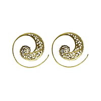 Fashion dangle earrings out of Brass. Diameter:33mm.  Tribal pattern Spiral Leaf Plant pattern