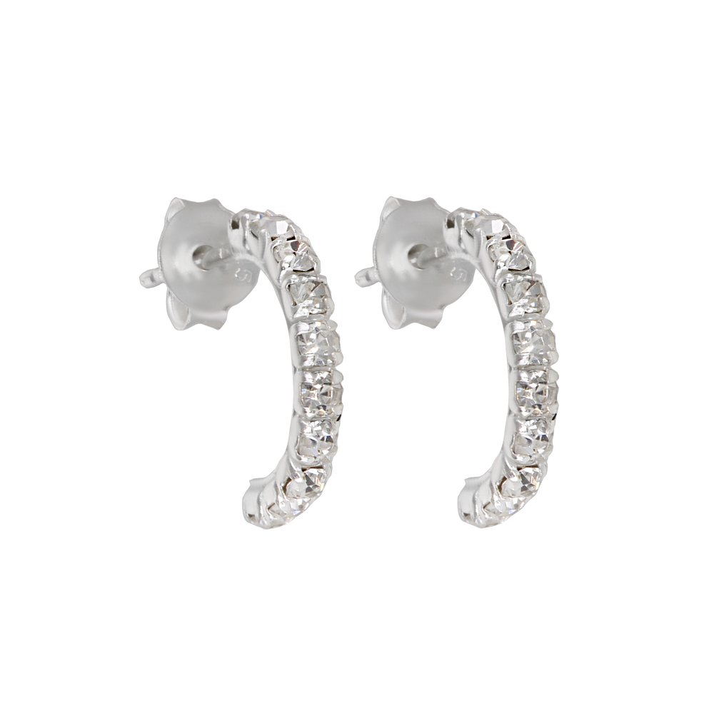 Ouran - Orecchini Pendente A Goccia In Oro Rosa O Argento Con Cristallo - Borchia In Acciaio Anti-allergico - 4,8 Cm