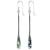 Silver earrings with Abalone. Width:5mm. Length:45mm.  Drop drop-shape waterdrop