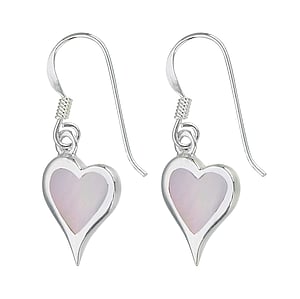 Silver earrings Silver 925 Mother of Pearl Heart Love