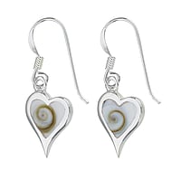 Silver earrings with Shivas Eye. Width:10mm. Length:12mm.  Heart Love