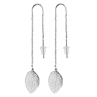 Fashion dangle earrings out of Surgical Steel 316L. Length:55mm. Width:10mm.  Leaf Plant pattern