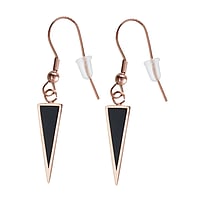 Fashion dangle earrings out of Surgical Steel 316L with PVD-coating (gold color) and Black PVD-coating. Width:6mm. Length:20mm. Shiny.  Triangle
