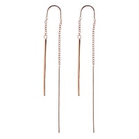 Fashion dangle earrings out of Surgical Steel 316L with PVD-coating (gold color). Width:1,6mm. Length:59mm.  Stripes Grooves Rills Lines