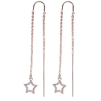 Fashion dangle earrings out of Surgical Steel 316L with PVD-coating (gold color) and Crystal. Width:9mm. Length:55mm. Stone(s) are fixed in setting.  Star