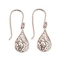 Silver earrings with Gold-plated. Width:9,5mm. Length:15mm. Shiny.  Drop drop-shape waterdrop Leaf Plant pattern