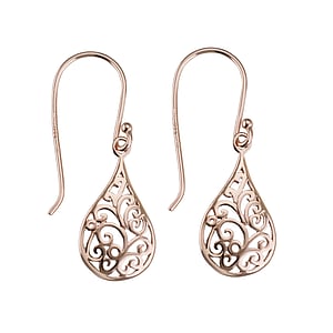 Silver earrings Silver 925 Gold-plated Drop drop-shape waterdrop Leaf Plant_pattern