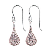 Silver earrings with Premium crystal. Width:9mm. Length:19mm.  Drop drop-shape waterdrop