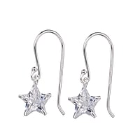 Silver earrings with zirconia. Width:8mm. Length:8mm.  Star