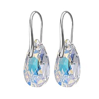 Silver earrings with Premium crystal. Width:13mm. Length:22mm.  Drop drop-shape waterdrop