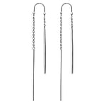 Fashion dangle earrings out of Surgical Steel 316L. Width:1,6mm. Length:59mm.  Stripes Grooves Rills Lines