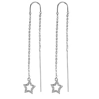 Fashion dangle earrings out of Surgical Steel 316L with Crystal. Width:9mm. Length:55mm. Stone(s) are fixed in setting.  Star