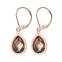 Fashion dangle earrings out of Surgical Steel 316L with Crystal and PVD-coating (gold color). Length:14mm. Width:10mm.