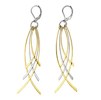 Fashion dangle earrings out of Surgical Steel 316L with PVD-coating (gold color). Width:23mm. Length:68mm.