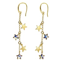 Silver earrings with Gold-plated and Premium crystal. Width:8mm. Length:45mm.  Star