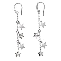 Pendientes de plata con Cristal premium. Ancho:8mm. Longitud:45mm.  Estrella