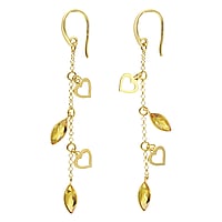 Silver earrings with Gold-plated and Premium crystal. Length:45mm.  Heart Love