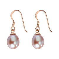 Silver earrings with pearls with PVD-coating (gold color) and Fresh water pearl. Width:8mm.