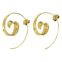 Shrestha Designs Silber Ohrhnger mit Gold-Beschichtung (vergoldet). Breite:9mm. Durchmesser:40mm. Matt geschliffen.