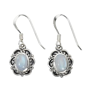 Silver earrings with stones Silver 925 Rainbow Moonstone