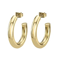 Fashion ear studs out of Stainless Steel with PVD-coating (gold color). Cross-section:4mm. Shiny.