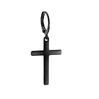 Fashion dangle earrings out of Surgical Steel 316L with Black PVD-coating. Width:16mm. Length:25mm. Diameter:12mm. Shiny.  Cross