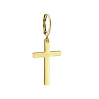 Fashion dangle earrings out of Surgical Steel 316L with PVD-coating (gold color). Width:16mm. Length:25mm. Diameter:12mm. Shiny.  Cross