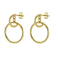 Fashion ear studs out of Stainless Steel with PVD-coating (gold color). Diameter:22mm. Length:30mm. Shiny.