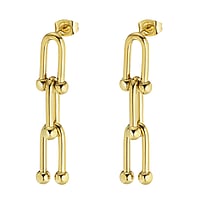 Pendientes fashion de Acero quirrgico con Revestimiento PVD (color oro). Ancho:9mm. Longitud:40mm.