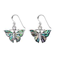 Boucles d'oreilles en argent avec Coquillage. Largeur:24mm. Longueur:14mm.  Papillon