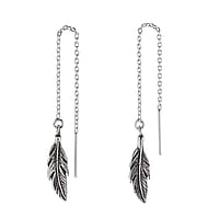 Silver earrings Width:5mm. Length:40mm.  Feather