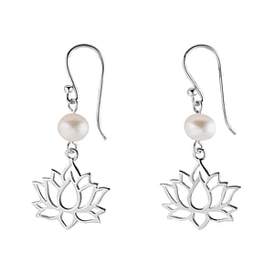 Silver earrings with pearls Silver 925 Fresh water pearl Flower