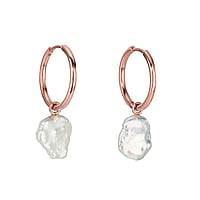 PAUL HEWITT Fashion orecchini pendenti in Acciaio inox con Perle di acqua dolce e Dorato. Diametro:20mm. Larghezza:ca,12mm. brillante.