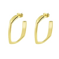 Fashion ear studs out of Stainless Steel with PVD-coating (gold color). Width:32mm. Shiny.