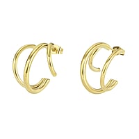 Fashion ear studs out of Stainless Steel with PVD-coating (gold color). Diameter:24mm. Width:22mm. Shiny.