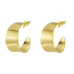 Fashion ear studs out of Stainless Steel with PVD-coating (gold color). Diameter:25mm. Width:12mm. Shiny.