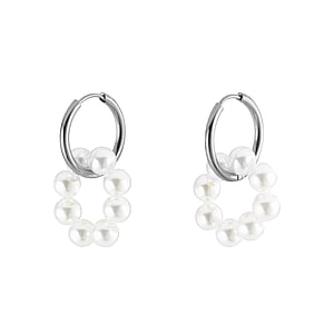 Fashion dangle earrings Surgical Steel 316L Synthetic Pearls nylon