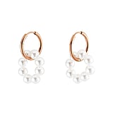 Fashion dangle earrings Surgical Steel 316L Synthetic Pearls PVD-coating (gold color)